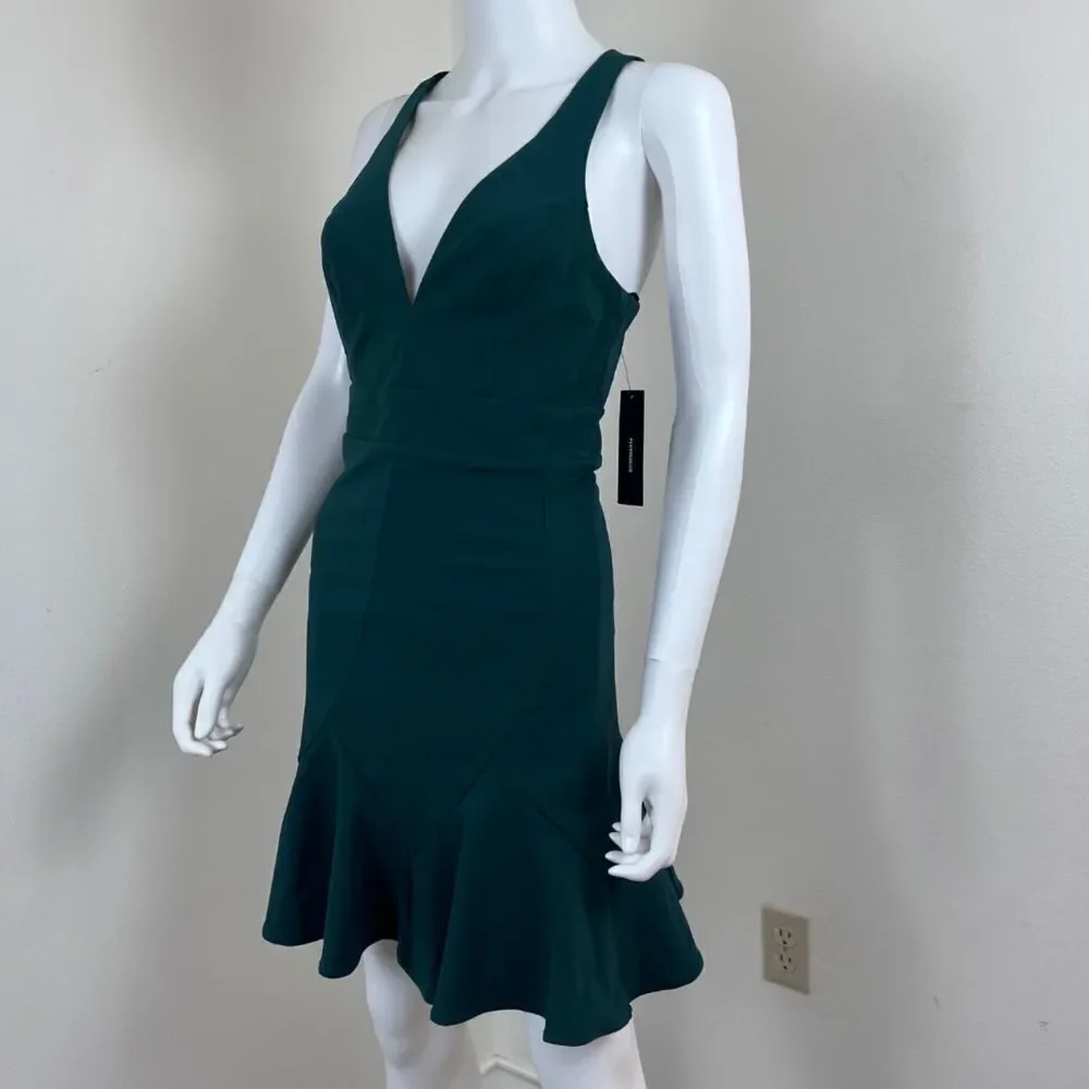 Lulus Sweet Expectation Women Size S Green Ruffle Peplum Bodycon Mini NEW Dress - Picture 11 of 17